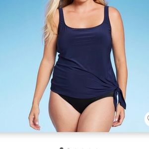 WOMEN’S UPF 50 SIDE TIE NAVY BLUE TANKINI TOP XL